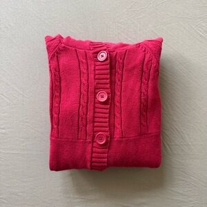 GreenDog cable knit hooded cardigan sweater